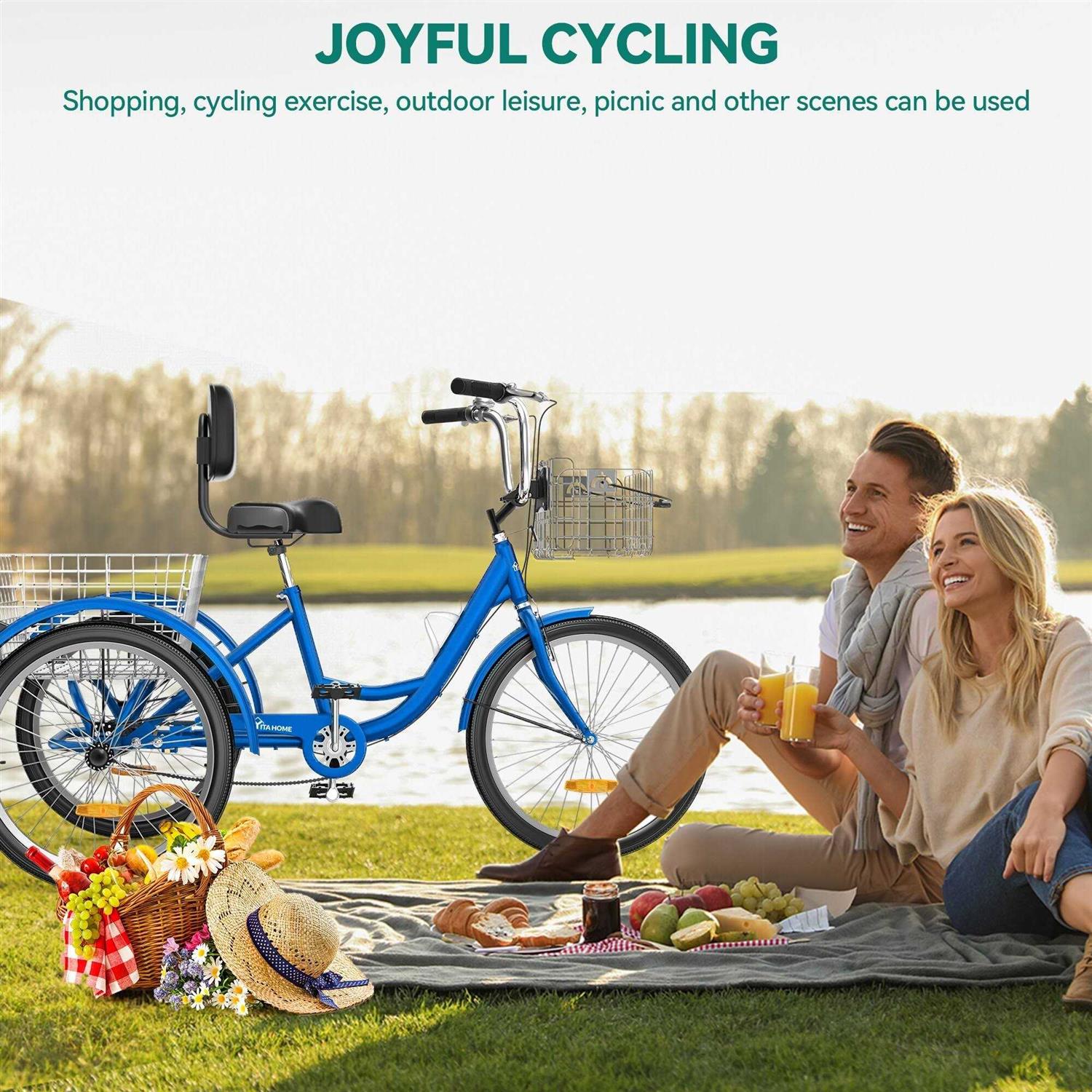26 Adult Tricycle 3 Wheel Bikes 1 Speed Trike Bike - Sports Supplies Online Store