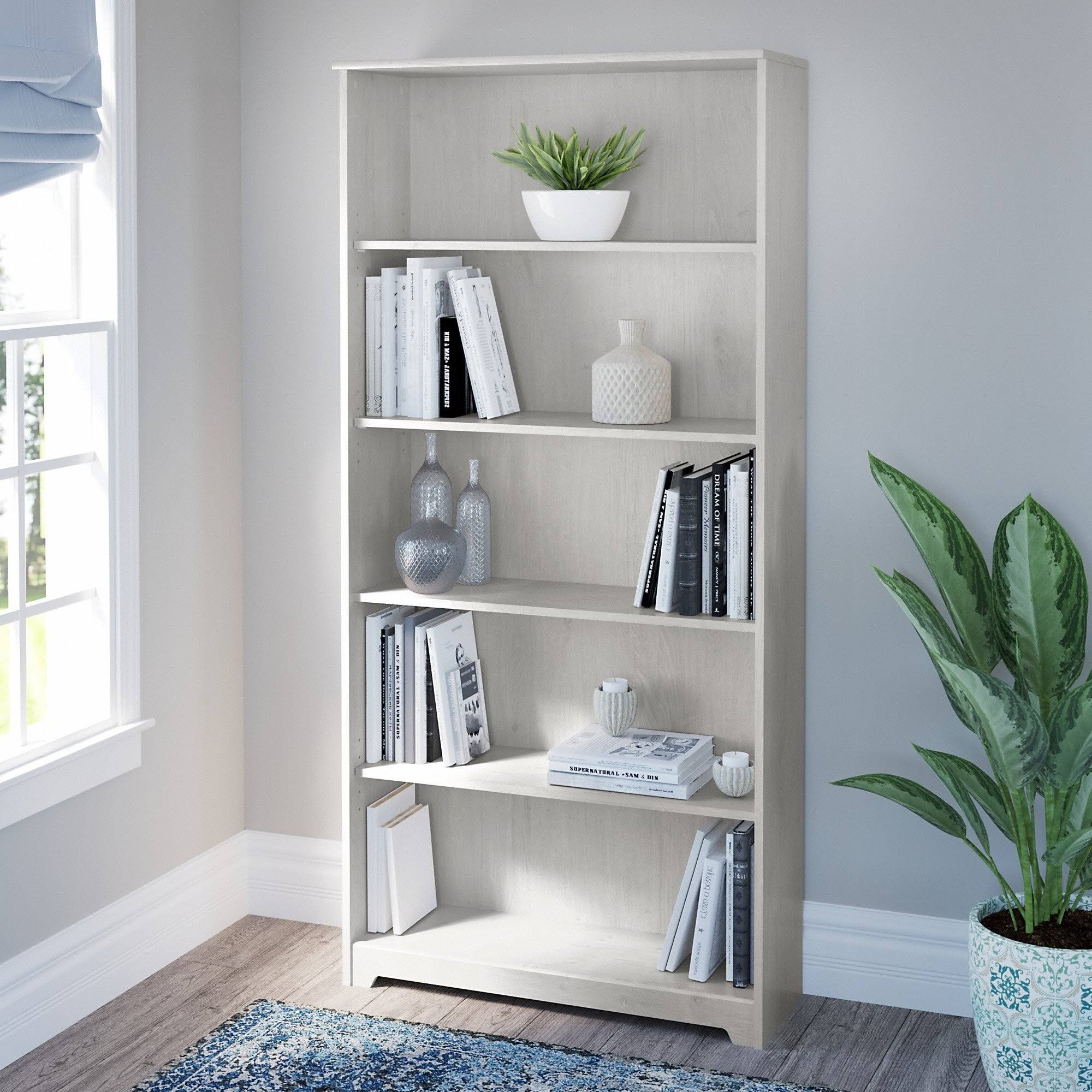 Bush Furniture Cabot Tall 5 Shelf Bookcase in Modern Gray