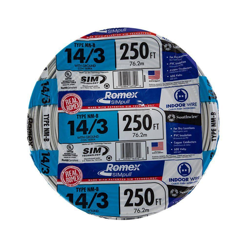 Romex 250& Roll 14/3 Nm-b Indoor Electrical Copper Wire