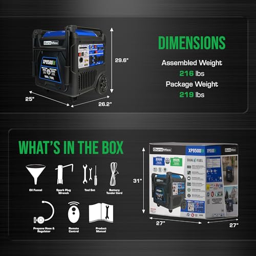 DuroMax XP9500iH 9,500-Watt 459cc Dual Fuel Digital Inverter Hybrid Portable Generator