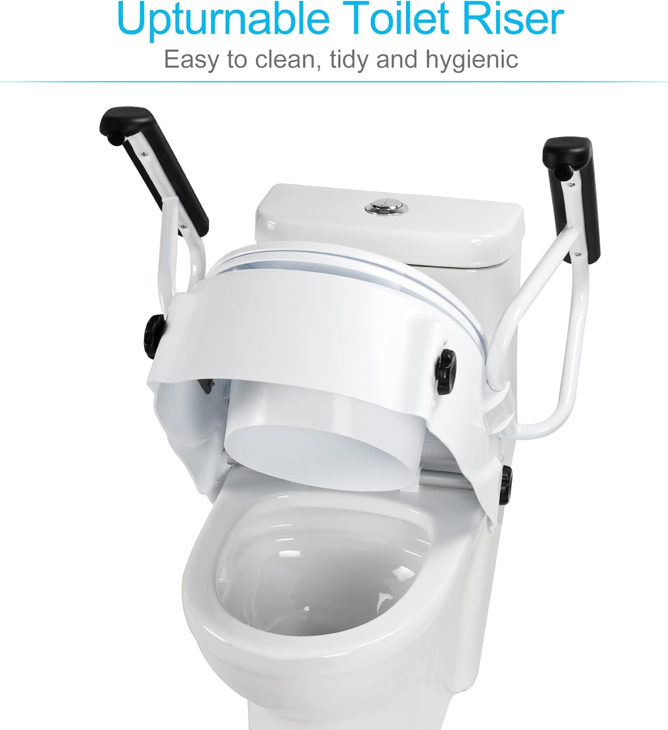 REAQER Raised Toilet Seat with Removable Handles, 5.9" Elevated Toilet Seat Riser Medical Supplies & Equipment for Handicap, Elderly, Hip Replacement After Surgery Height Adjustable