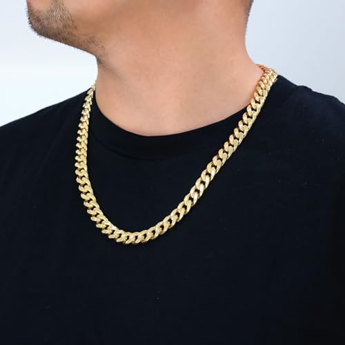Nuragold 14k Yellow Gold 11mm Thick Miami Cuban Link Chain Necklace, Mens Jewelry Box Clasp 20" 22" 24" 26" 28" 30"