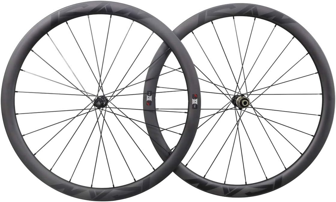 ICAN Carbon Road Bike Disc Wheelset BD40 50 55 mm Clincher Tubeless Ready 25mm Center Lock Thru Axle 12×100/12×142mm