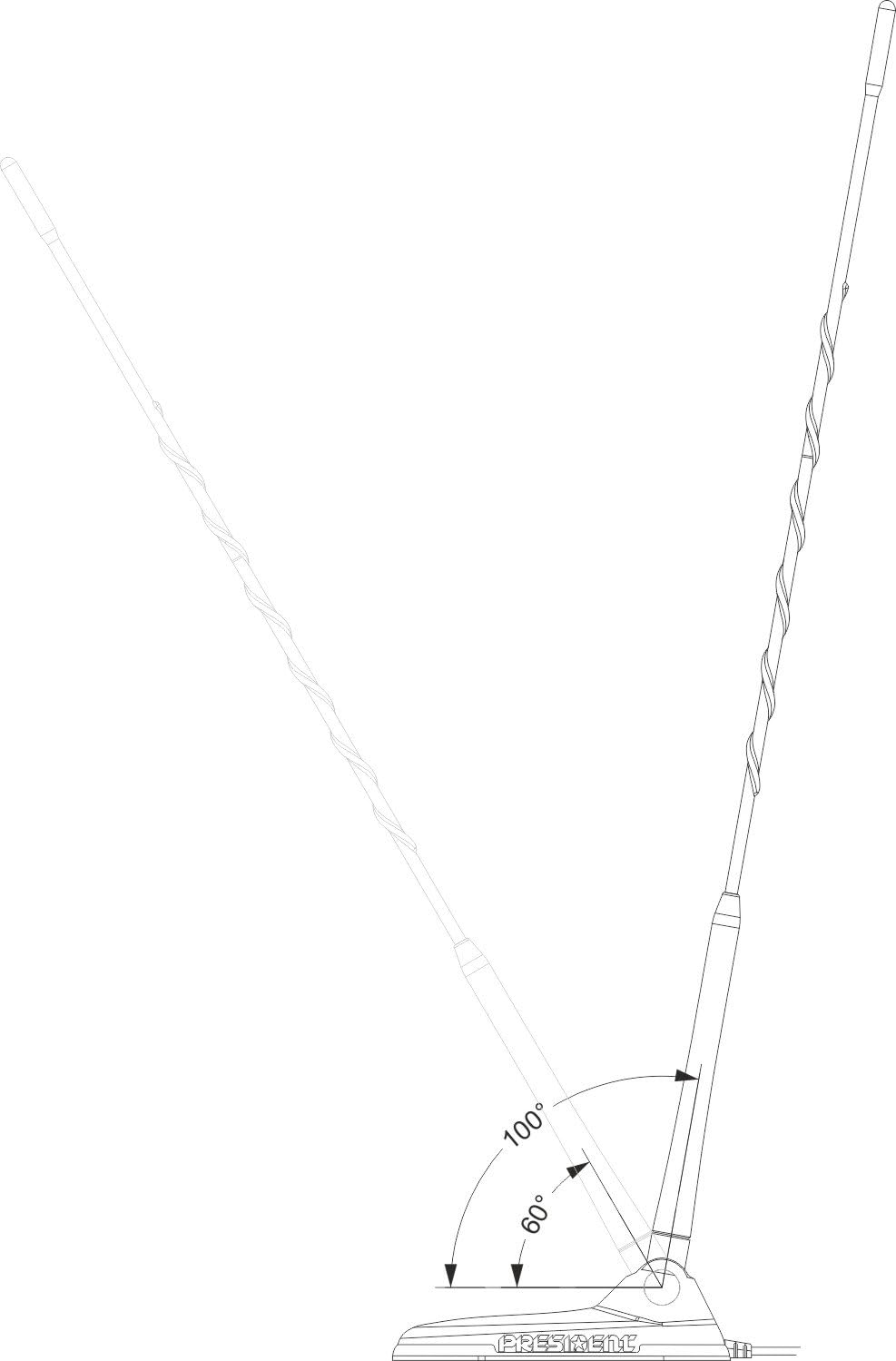 President Electronics New Virginia (Formerly Called New York UP) Magnetic Mount CB Radio Antenna Pack of 2