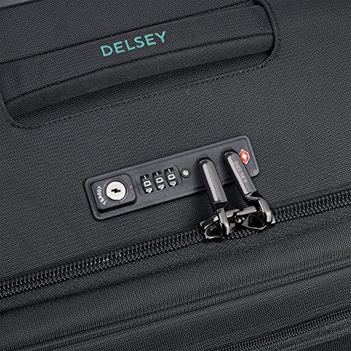 DELSEY Paris Helium DLX Softside Expandable Luggage with Spinner Wheels, Black, Carry on 20 Inch