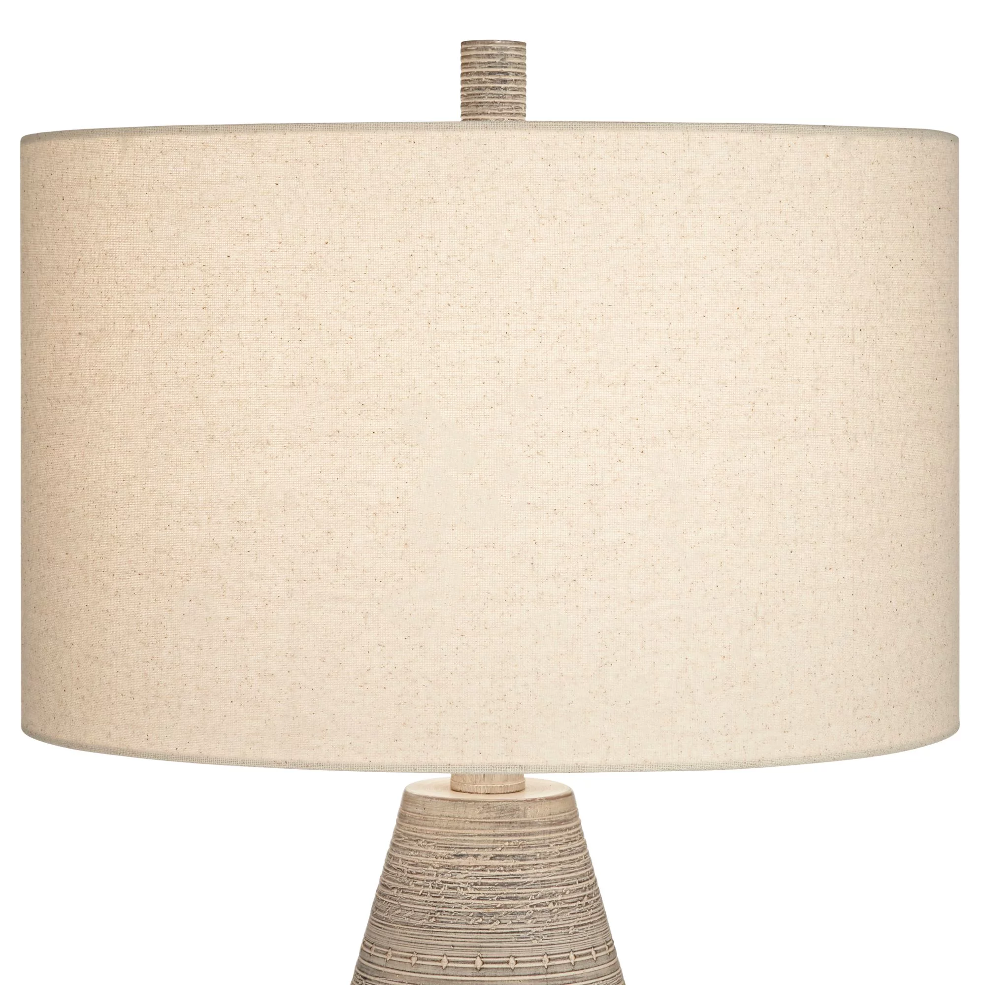 360 Lighting Rustic Country Cottage Table Lamps 30" Tall Set of 2 Natural Gray Teardrop Off White Oatmeal Drum Shade for Bedroom Living Room House