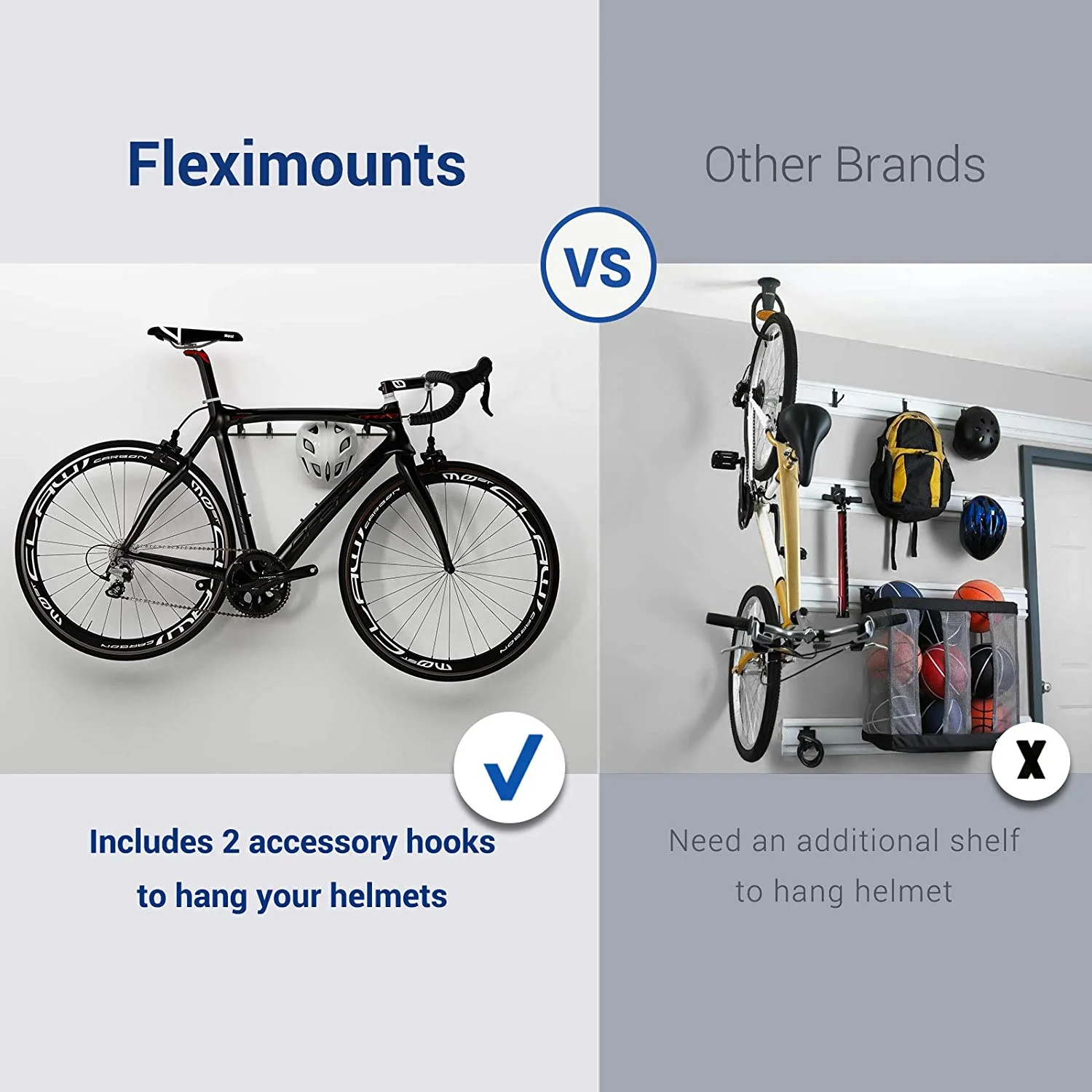 6-Bike Storage Rack for Garage, Heavy-Duty Wall Mount Hanger for Home & Garage, Holds Up to 300lbs