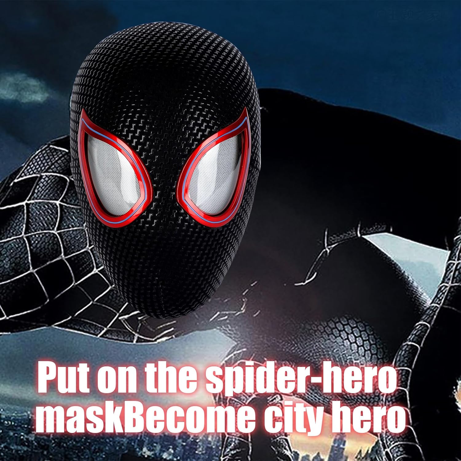 Spider Hero Mask Toy with Moving Eyes- Movable Eyes Remote Control, Full Face - Great for Halloween, Christmas, Cosplay