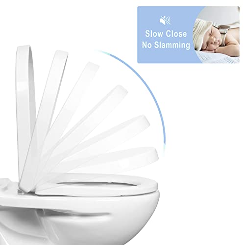 Soft Close Toilet Seat, Toilet seat, Square White, Quick Release Toilet Seat Top Fix Adjustable Hinges, Easy Installation Bathrooms Square Toilet Seat,03A