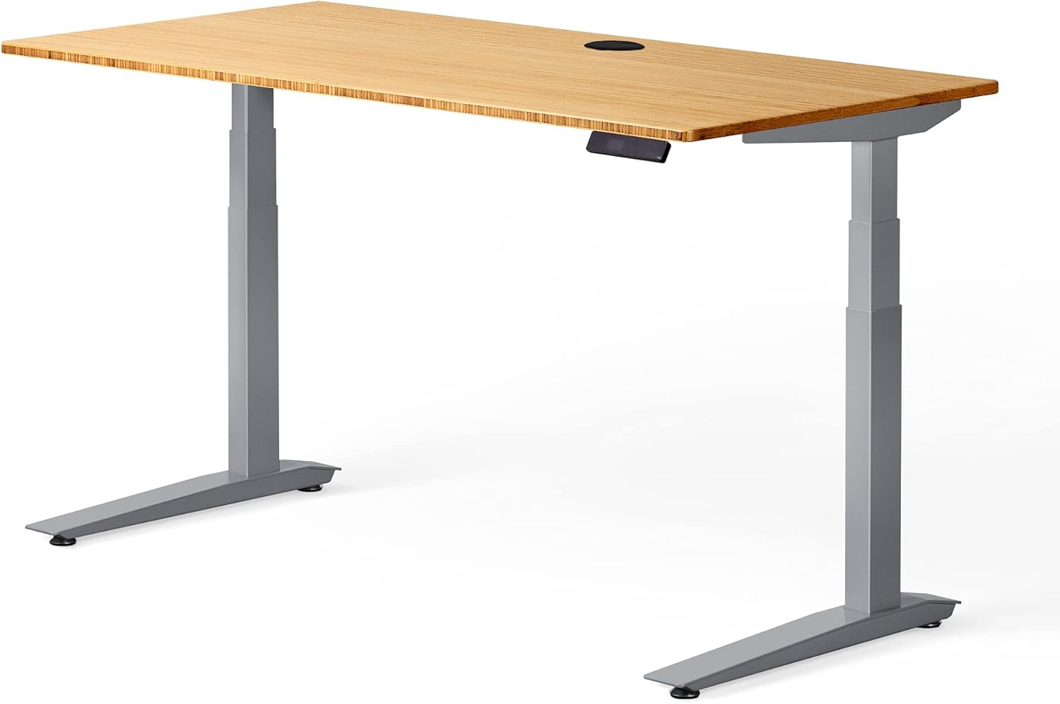 Fully Jarvis Standing Desk 72" x 30" Natural Bamboo Top - Electric Adjustable Desk Height from 30" to 49.3" with Memory Preset Controller (Rectangle, Black Frame)