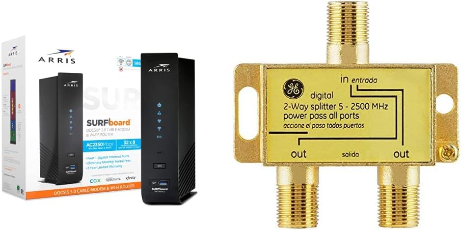 ARRIS SURFboard SBG7600AC2 DOCSIS 3.0 Cable Modem & AC2350 Dual-Band Wi-Fi Router, Approved for Cox, Spectrum, Xfinity & others (black)
