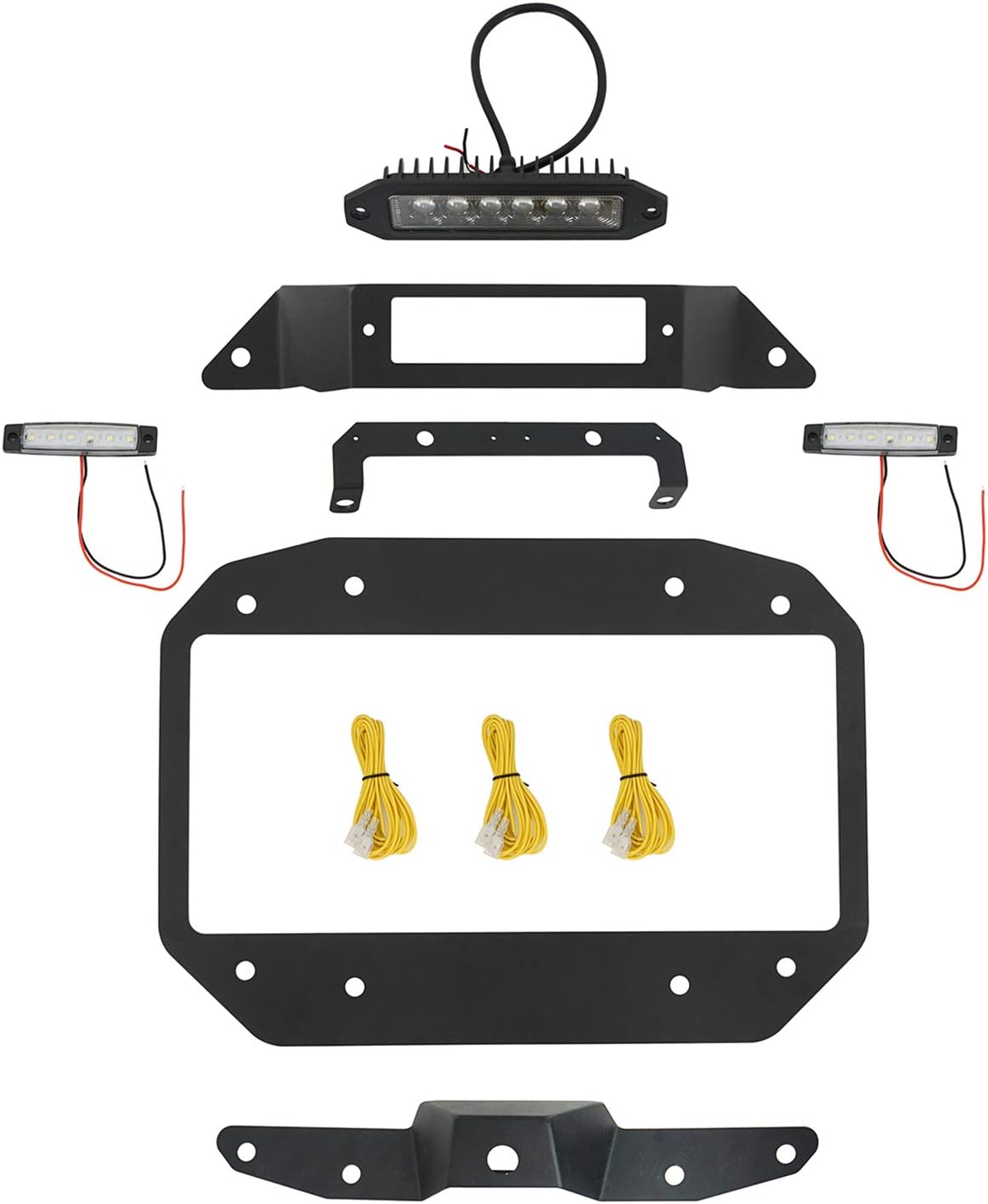 u-Box JL Wrangler Spare Tire Delete License Plate Relocation Kit w/Hole for Factory Back-up Camera & Plate Illuminate Light & Third Brake Light Compatible with Jeep Wrangler JL 2018-2022 Pack of 2