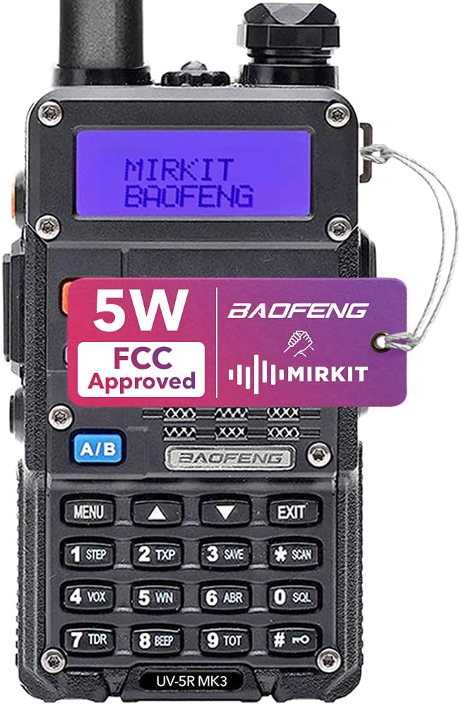 Mirkit 2X Ham Radios Baofeng UV-5R MK5 8 Watt Max Power with Mirkit Lanyards for Your Walkie Talkie - 1800 mAh Battery and Baofeng Programming Cable Compatible with UV-5R, Baofeng BF-F8HP, bf 888s