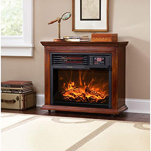 XtremepowerUS 1500W Electric Fireplace w/Remote & Timer Infrared Quartz Wheels Space Heater Wall Firebox Indoor Stove Room Fake Place