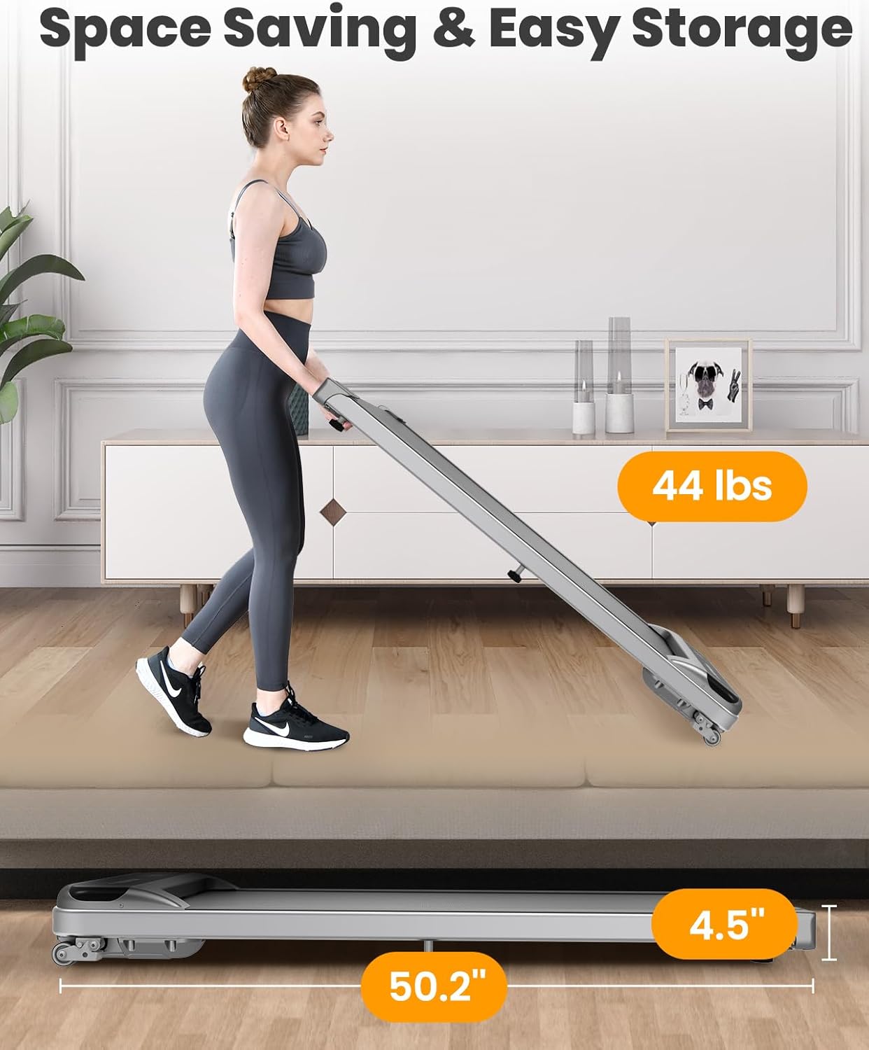 Under Desk Treadmill, Walking Pad with Remote Control, Under Desk Treadmill for Home Office