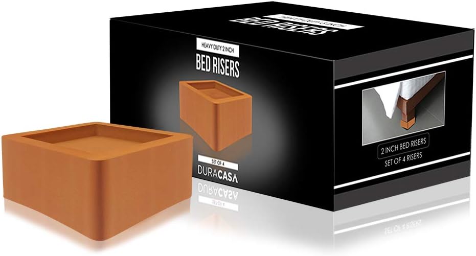 DuraCasa 3 Inch Bed Risers - Fits Huge 5.5 Inch Bed or Furniture Post, Creates an Additional 3 Inches of Height or Storage! Heavy-Duty Table, Chair, Desk or Sofa Riser (4, 3 Inch Black)