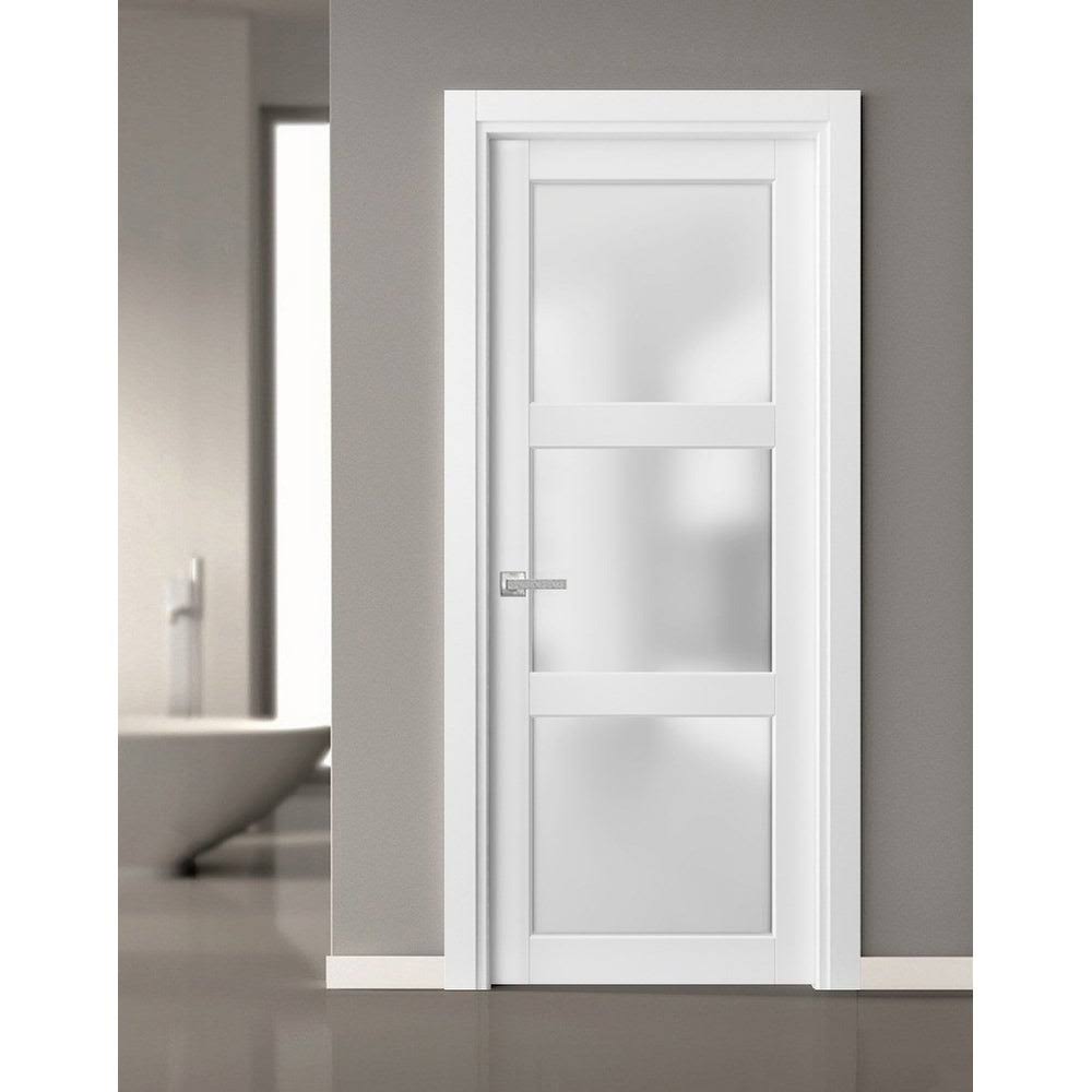SARTODOORS Sliding Closet Bypass Doors 48 x 80 with Hardware | Quadro 4111 White Ash | Sturdy Top Mount Rails Moldings Trims Har
