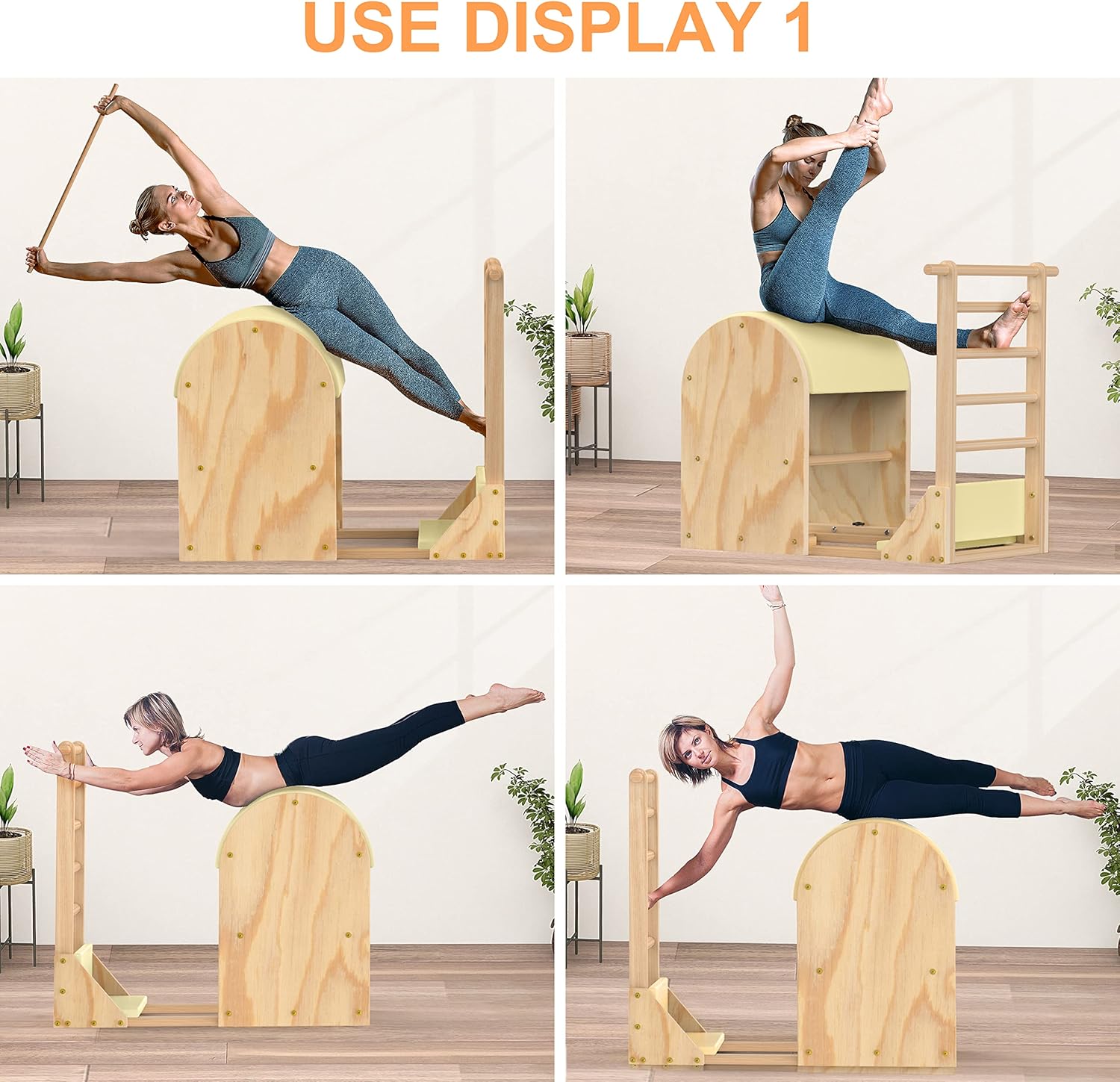 Pilates Reformer, Pilates Ladder Barrel,Pilates Spine Corrector is Designed for People who Work in Offices,Relaxes, Stretches, and Stretches to Make The Spine Soft and Supple- Solid Wood