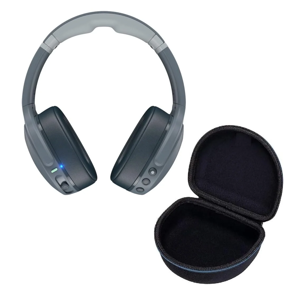 Skullcandy Crusher EVO True Wireless Bluetooth Over Ear Headphone Bundle with Premium Deluxe Carrying Case (Gray)