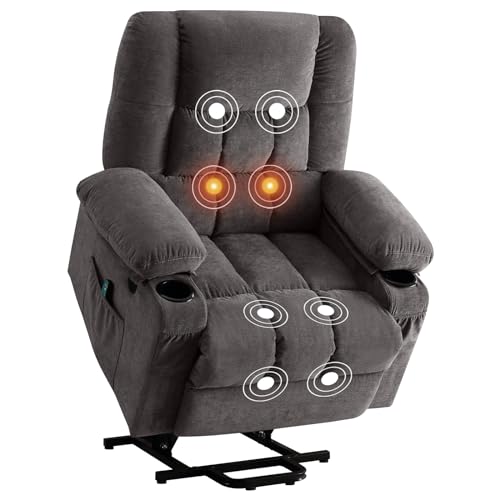 Power Lift Recliner Chair Recliners for Elderly with Heat and Massage Recliner Chair for Living Room with Infinite Position and Side Pocket,USB Charge Port