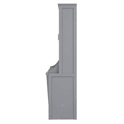Queen Size Murphy Bed Wall Bed with a Storage Shelf, Space-Saving Wall Bed for Multipurpose Guest Room or Home Office - Gray