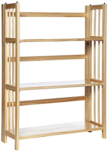Casual Home 3 Shelf Folding Bookcase, 27.5" Wide, Espresso 3-Shelf Folding Bookcase (14" Wide)-Walnut