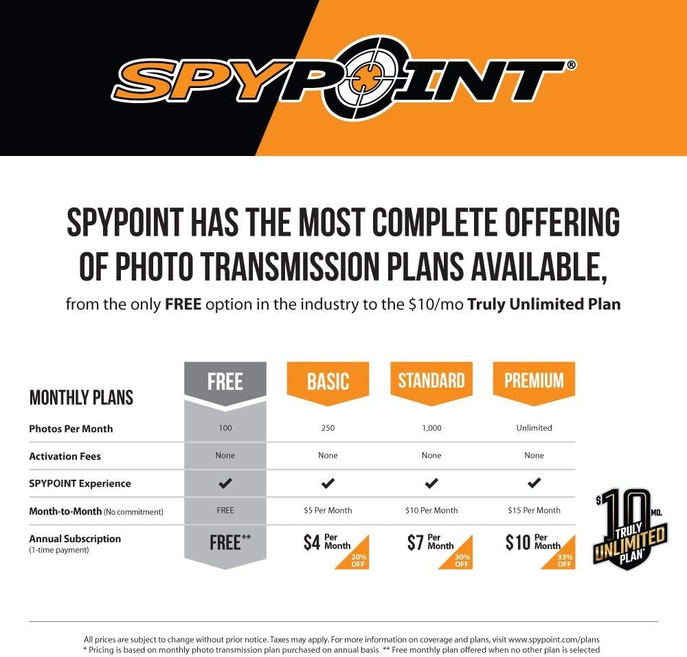 SPYPOINT LINK-MICRO-LTE-V Cellular Trail Camera 4 LED Infrared Flash Game Camera with 80-foot Detection and Flash Range LTE-Capable Cellular Trail Camera 10MP 0.5-second Trigger Speed Hunting Camera