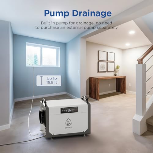 113 pint Crawl Space Dehumidifier with Pump for Basement,Commercial Dehumidifiers with Drain Hose,Industrial Dehumidifier for Large Space,Whole House,24 Timer.
