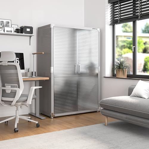 Seville Classics UltraHD Solid Steel Lockable Metal Storage Cabinet Locker Organizer, w/Adjustable Shelves for Garage, Warehouse, Office, Classroom, Granite, 48" W x 24" D x 72" H