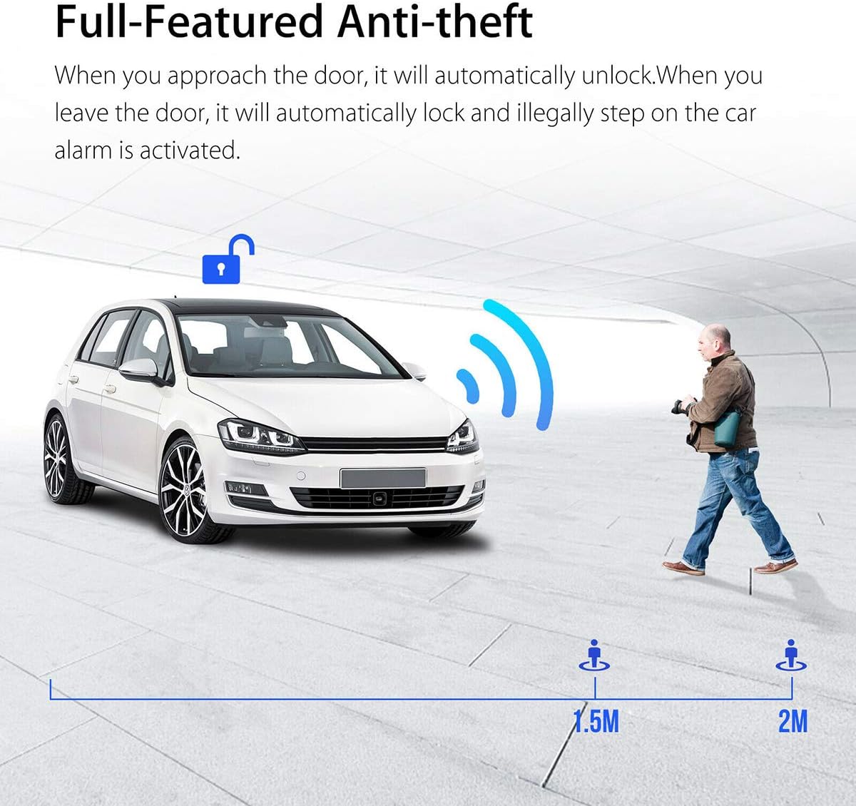 HIWOWSPORT 9pcs Car Keyless Entry Engine Start Alarm System Push Button Remote Starter Stop Pack of 2