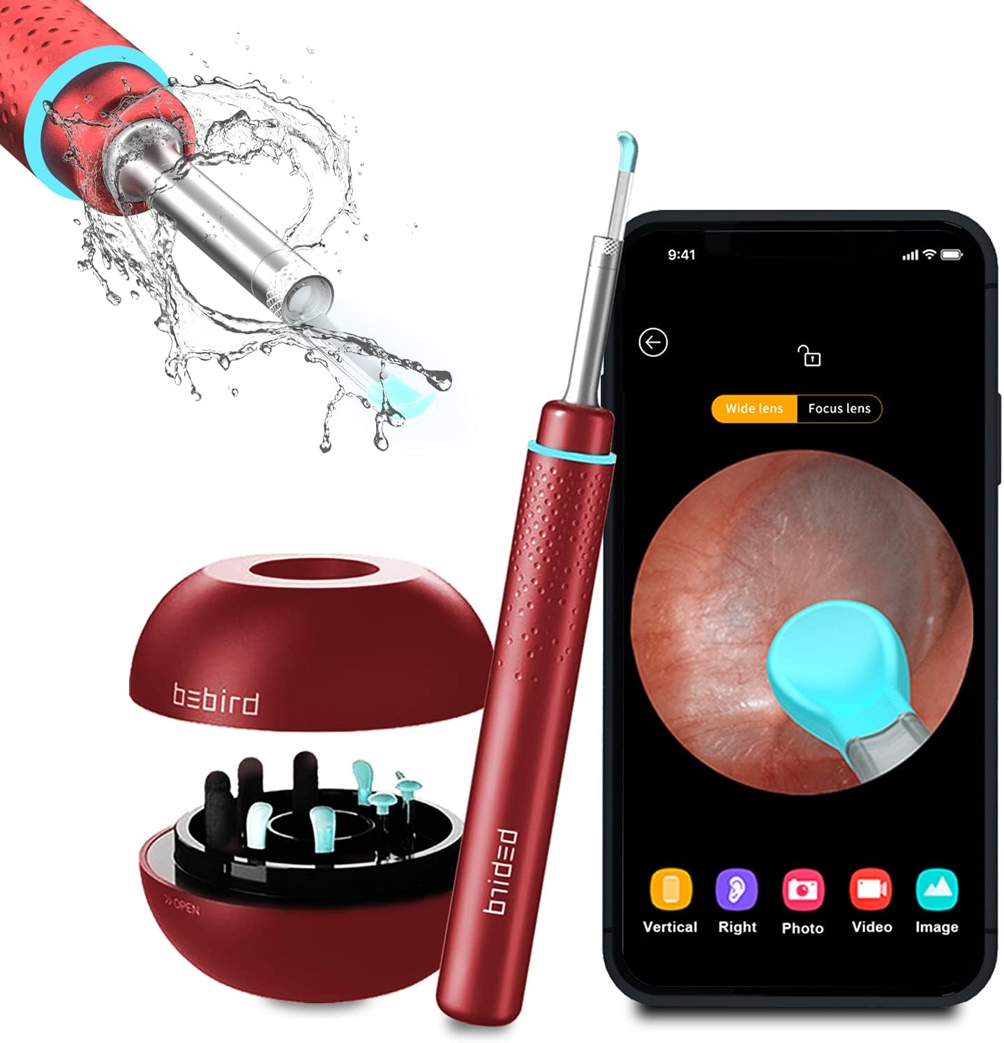 BEBIRD M9 Pro, Ear Cleaning Endoscope, Wireless Ear Cleaning Camera 1080P FHD with 6 LED Light, Waterproof 3.5mm Ultra-Thin Ear Scope Temperature Control for All Mobile Devices (Black) Pack of 2