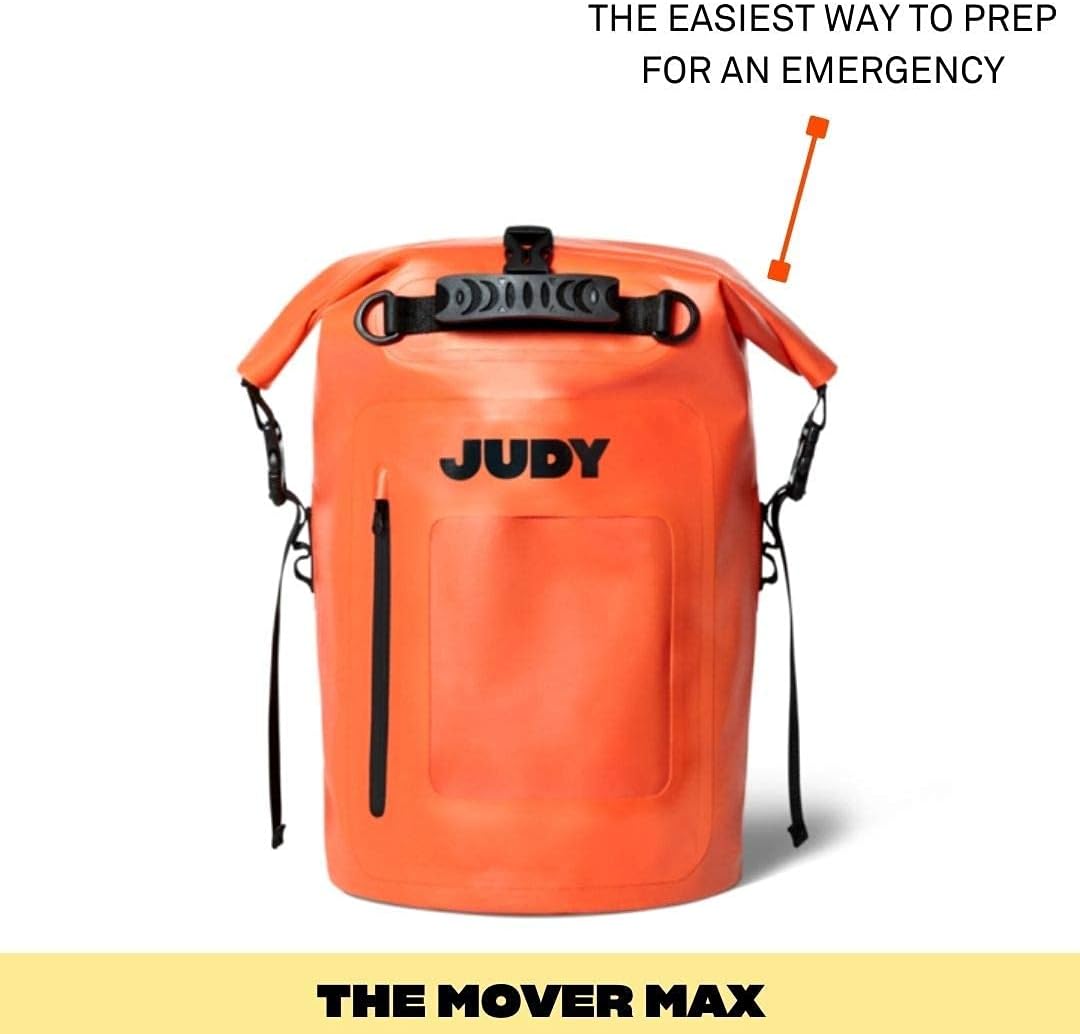 JUDY Emergency Preparedness Dry Backpack - The Mover Max - Disaster Bag for Hurricanes, Earthquakes, and More - Supports Up to 4 People