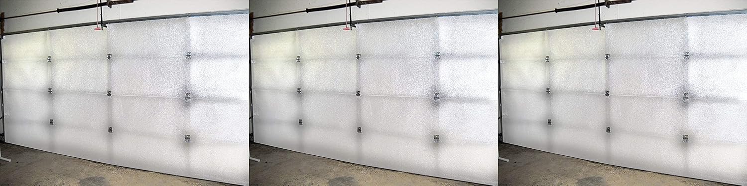 NASA TECH White Reflective Foam Core 2 Car Garage Door Insulation Kit 18FT (WIDE) x 8FT (HIGH) R Value 8.0 Made in USA New and Improved Heavy Duty Double Sided Tape (ALSO FITS 18X7)