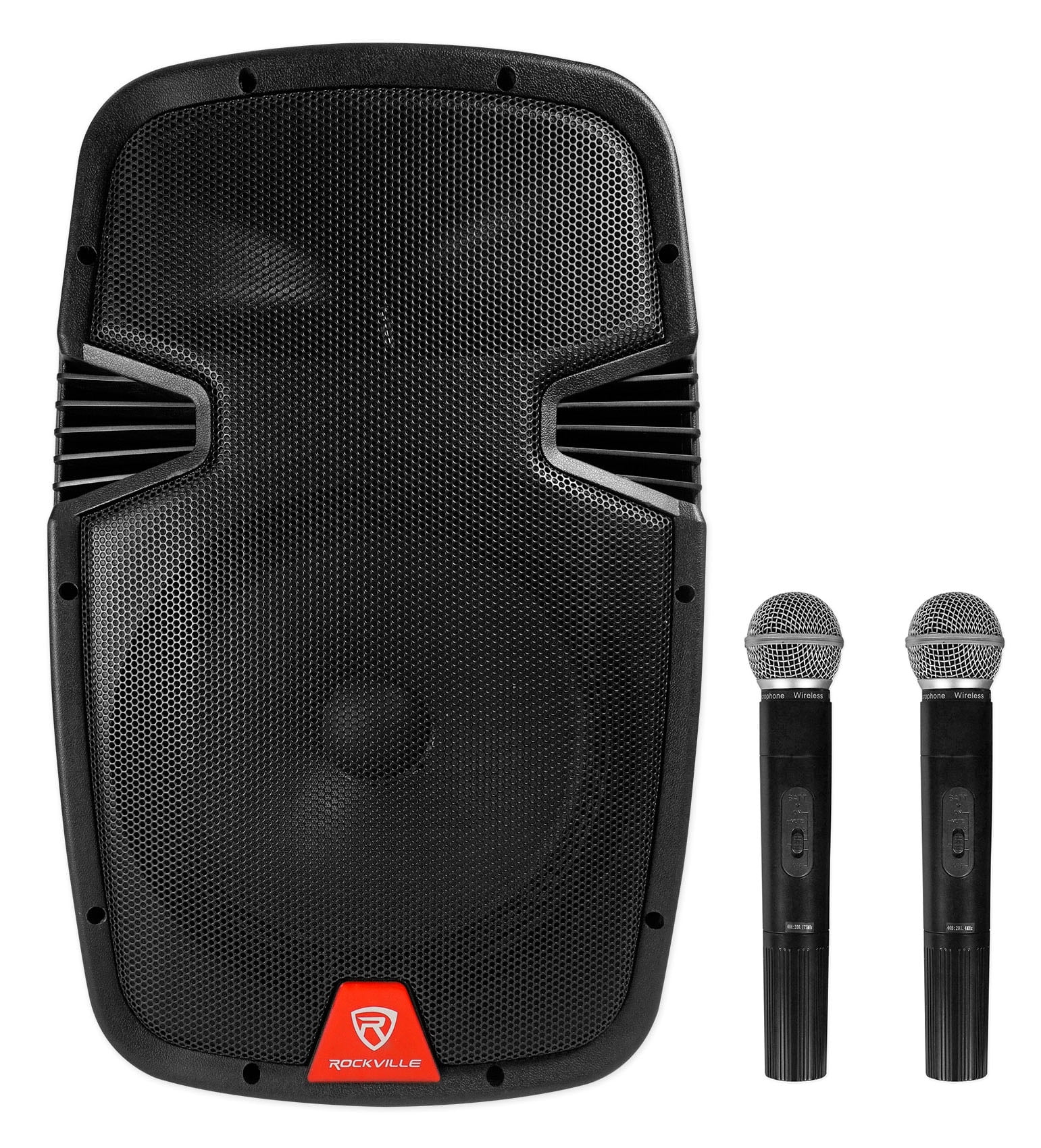 Rockville RAM12BT 12" Rechargeable Powered 600W DJ PA Speaker, 2 Mics, Bluetooth
