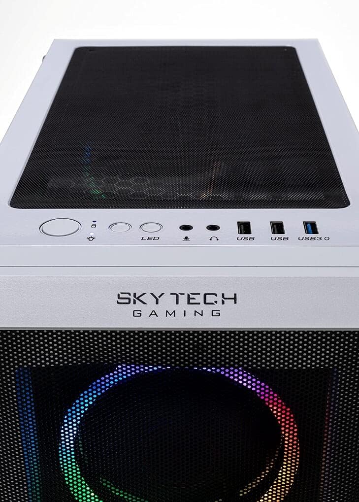SkyTech Chronos Gaming Computer PC Desktop - AMD Ryzen 5 5600X 3.7GHz, RTX 3070 Ti 8G, 1TB Gen4 NVMe SSD, 16GB DDR4 3200, RGB Fans, 240mm AIO, AC WiFi, Windows 11 Home 64-bit, White