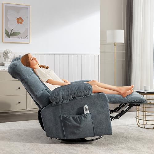 Recliner Chair Electric Recliner Chairs Home Theater Seating with Lumbar Support Glider Recliner Nursery Chair with Cup Holders Fabric Massage Chair Recliner with Heat (Brown)