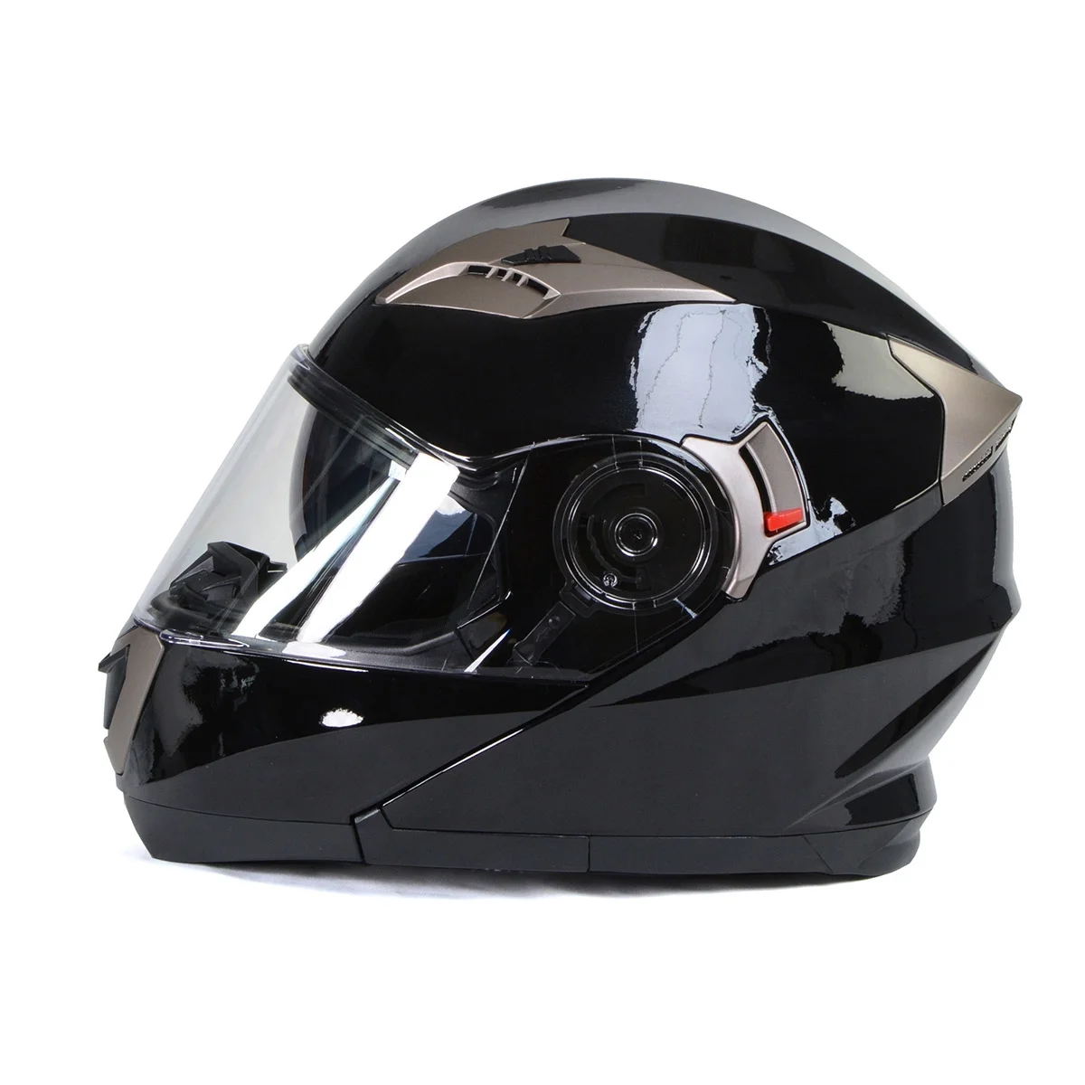 Milwaukee Helmets MPH9806DOT 'Ionized' Gloss Black Advanced Motorcycle Modular Helmet for Men and Women Biker w/ Drop Down Visor Medium