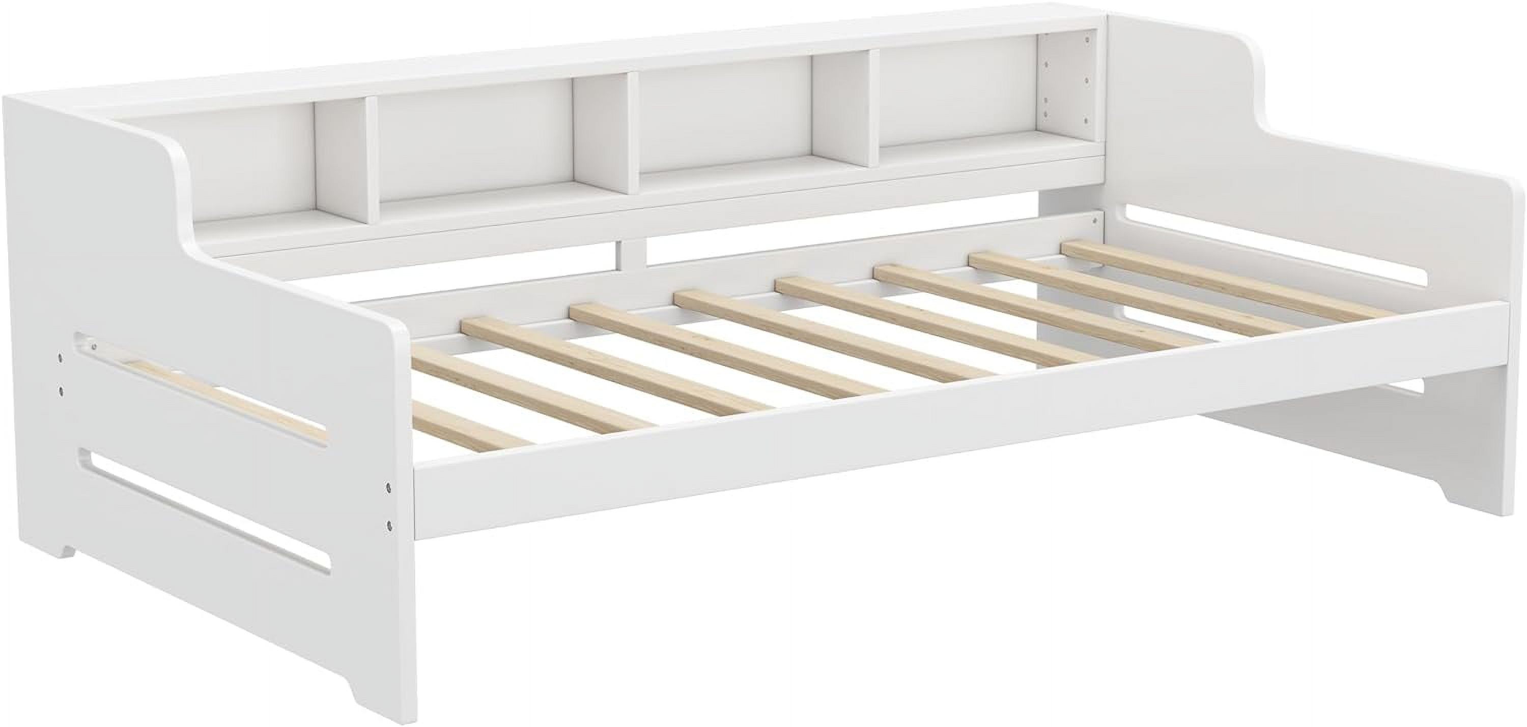 Size Daybed With Storage, Wood Daybed With Drawers & Bookcase Headboard For Kids Tees, Platform Bed With 3-I-1 Drawer For Livig Room Guest Room, White