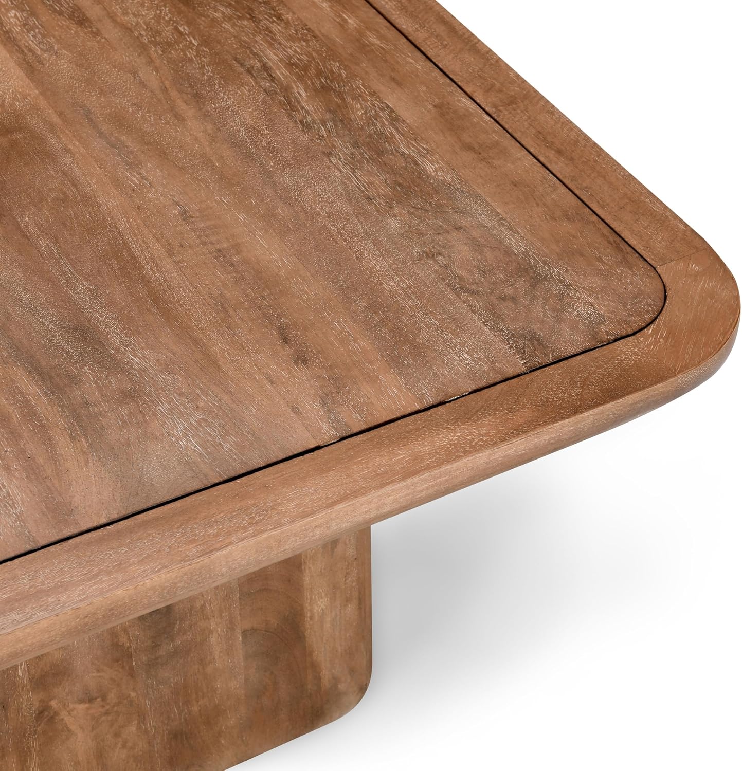 Benjara Loe 48 Inch Coffee Table and Square Top and Solid Mango Wood Platform Plinth Base, Brown