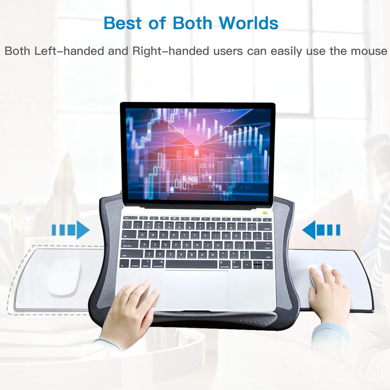 HUANUO Lap Desk with Cooling Fan, Laptop Lap Desk with 5 Adjustable Angles, Laptop Desk Fits 15.6 Inch Laptops, Lap Laptop Stand for Car with Detachable Mouse Pad & Mesh Cushion Lap Desk Writing Board