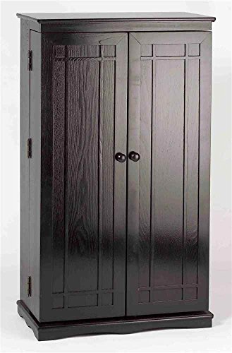 Solid Oak Multimedia Storage Cabinet with Classic Mission Style Doors, Espresso