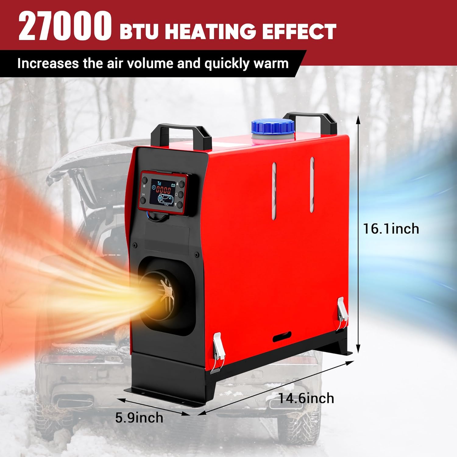 Diesel Heater 8KW,All-in-One Diesel Air Heater, Portable Diesel Heater with LCD Monitor & Remote Control, Fast Heating for Tent, Car, RV, Truck, Camper, Trailer, Motorhome, Red