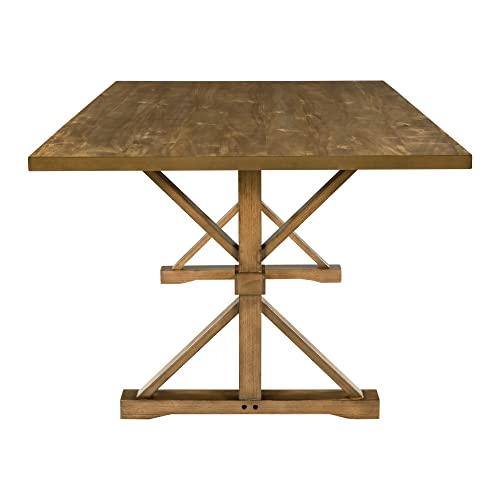 6-Piece Farmhouse Dining Table Set, 72" Wood Rectangular Table, 4 Upholstered Chairs with High Back and a Bench for Living, Guest Room, Home Bar and Kitchen (Gray)