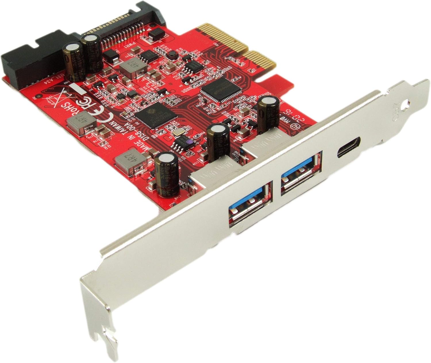 Ableconn PEX-UB158 USB 3.1 5-Port PCIe 3.0 Card (1x USB-C & 2X USB-A & 1x 2-Port Internal USB Header) - USB 3.1 PCIe Gen3 x4 Lane Host Adapter Card (ASMedia ASM3142 Controller)