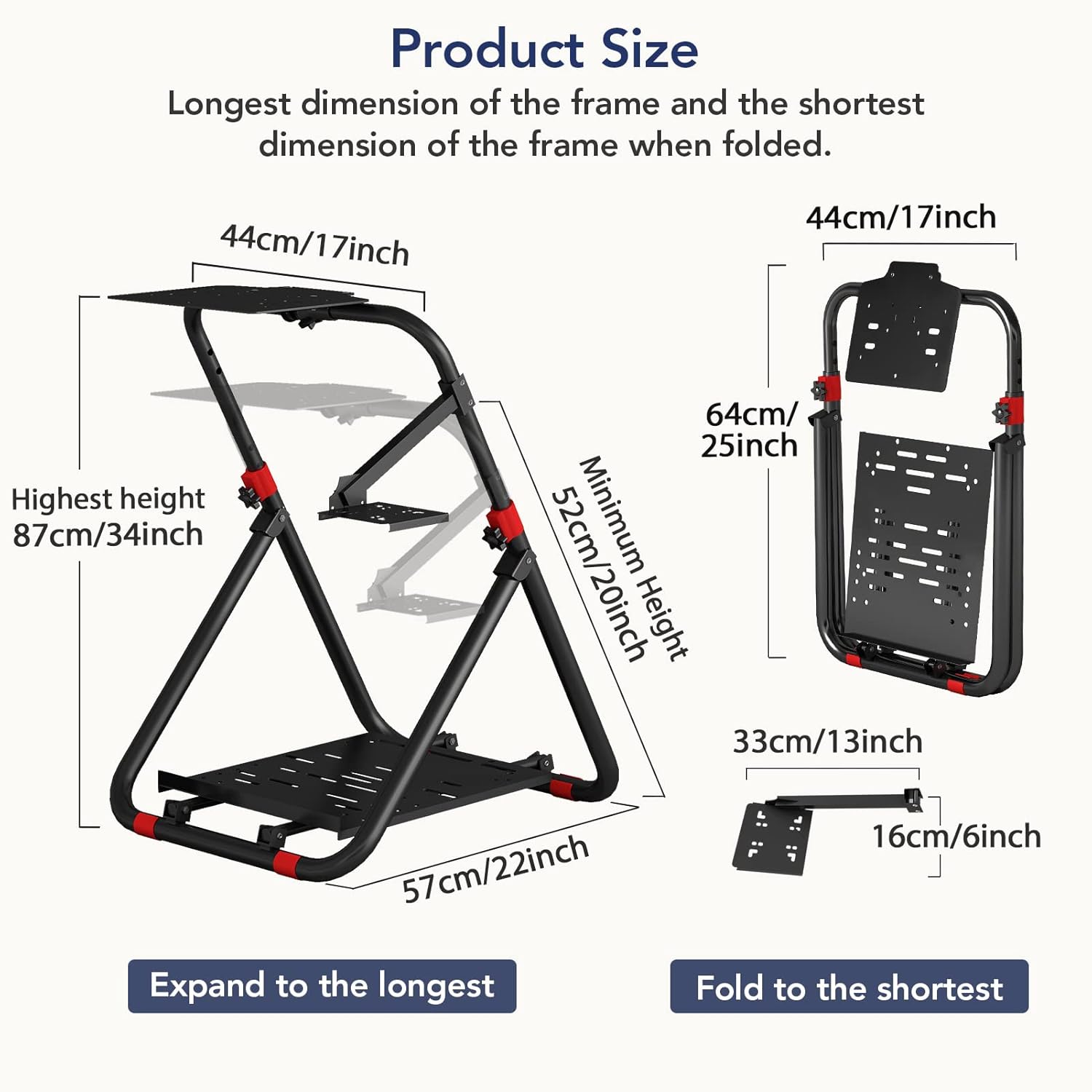 DIWANGUS Racing Wheel Stand Steering Wheel Adjustable Stand Foldable Mount for Logitech G29 G920 G923 G27 G25 for Thrustmaster T248 T300RS T150 458 TX Xbox PS4 PS5（Only Stand, Without Chair Link）