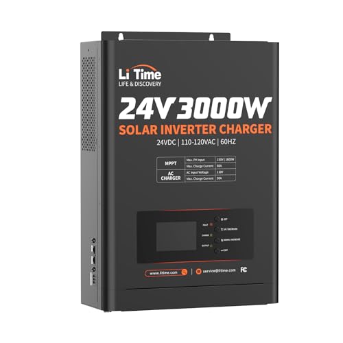LiTime 3500W Pure Sine Wave Solar Inverter Charger, 48V DC to 120V AC All-in-One Solar Inverter, Built in 80A MPPT Charge Controller, for 48V Lead Acid/LiFePO4 Battery, Home Energy Storage, Off-Grid