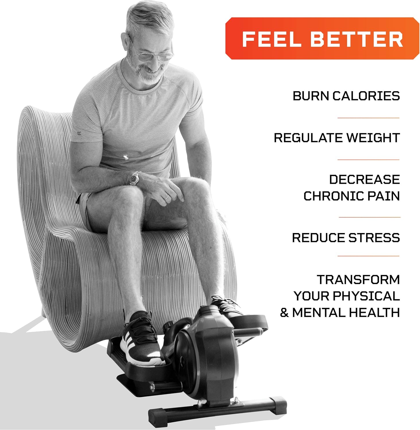 LifePro FlexStride Plus Blue Under Desk Elliptical Trainer for Home & Office - Calf Leg Foot Pedal Exerciser - Seated Compact Elliptical Bike Machine - Exercise Equipment w/Adjustable Resistance