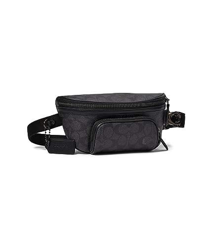 COACH Mens Beck Belt Bag in Pebble Leather, Charcoal/Black