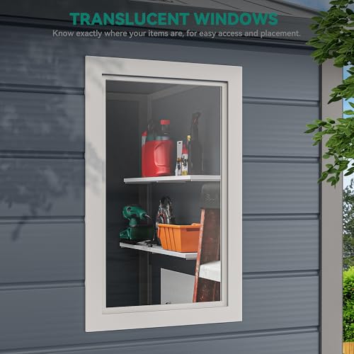 YITAHOME 8x6.2FT Outdoor Storage Shed w/o Floor, All-Weather Plastic Shed with Lockable Doors, Window & Vents, Plastic Tool Shed for Backyard, Patio, Poolside, Lawn, Gray