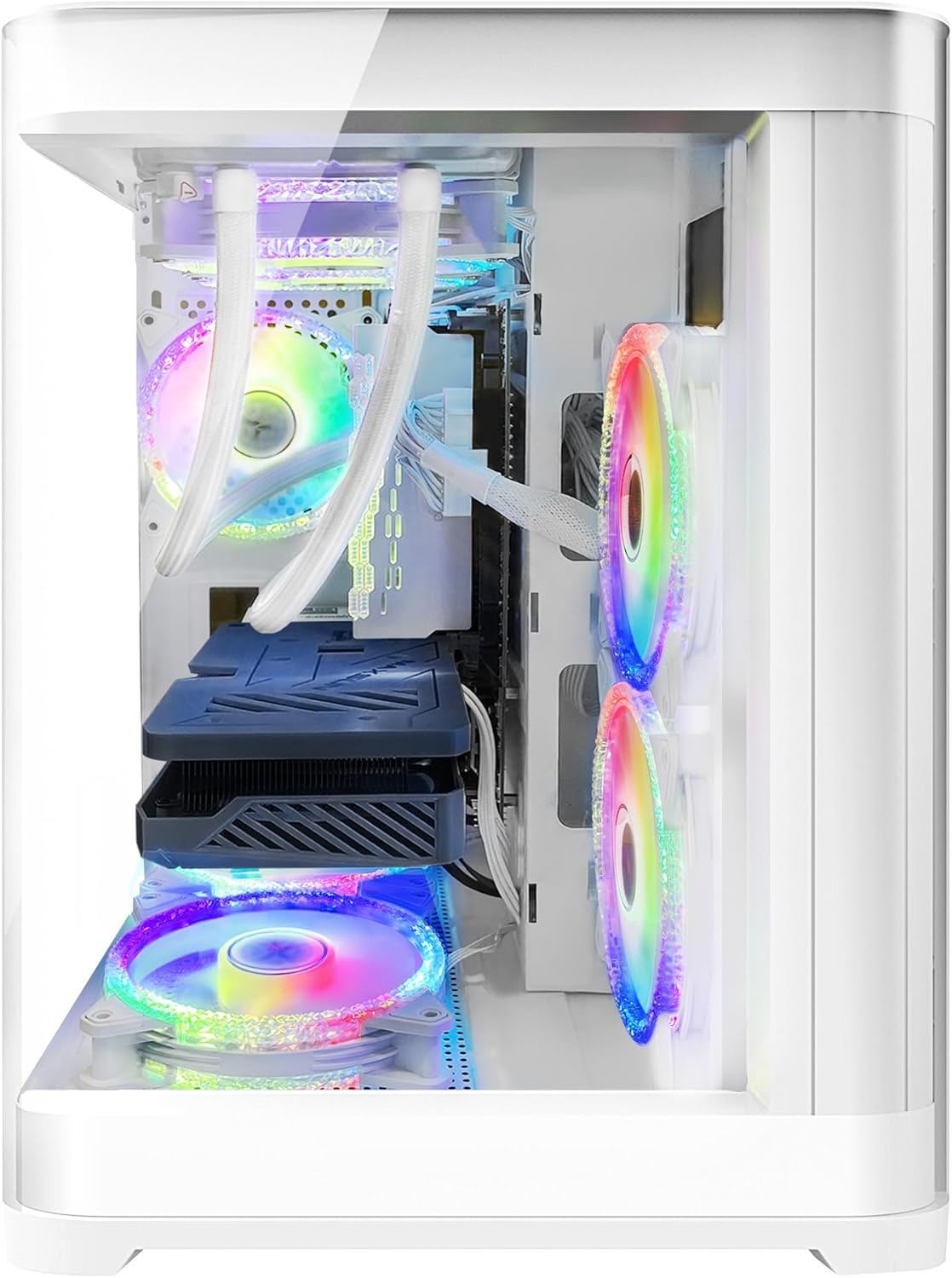 Poseidon White Gaming PC Desktop - AMD Ryzen 7 5700X 8-Core 3.4GHz - RX 6500 XT 4GB- 1TB M.2 SSD - 32GB DDR4 3200MHz RAM - 240mm AIO CPU Liquid Cooler - Windows 11 Pro Computer